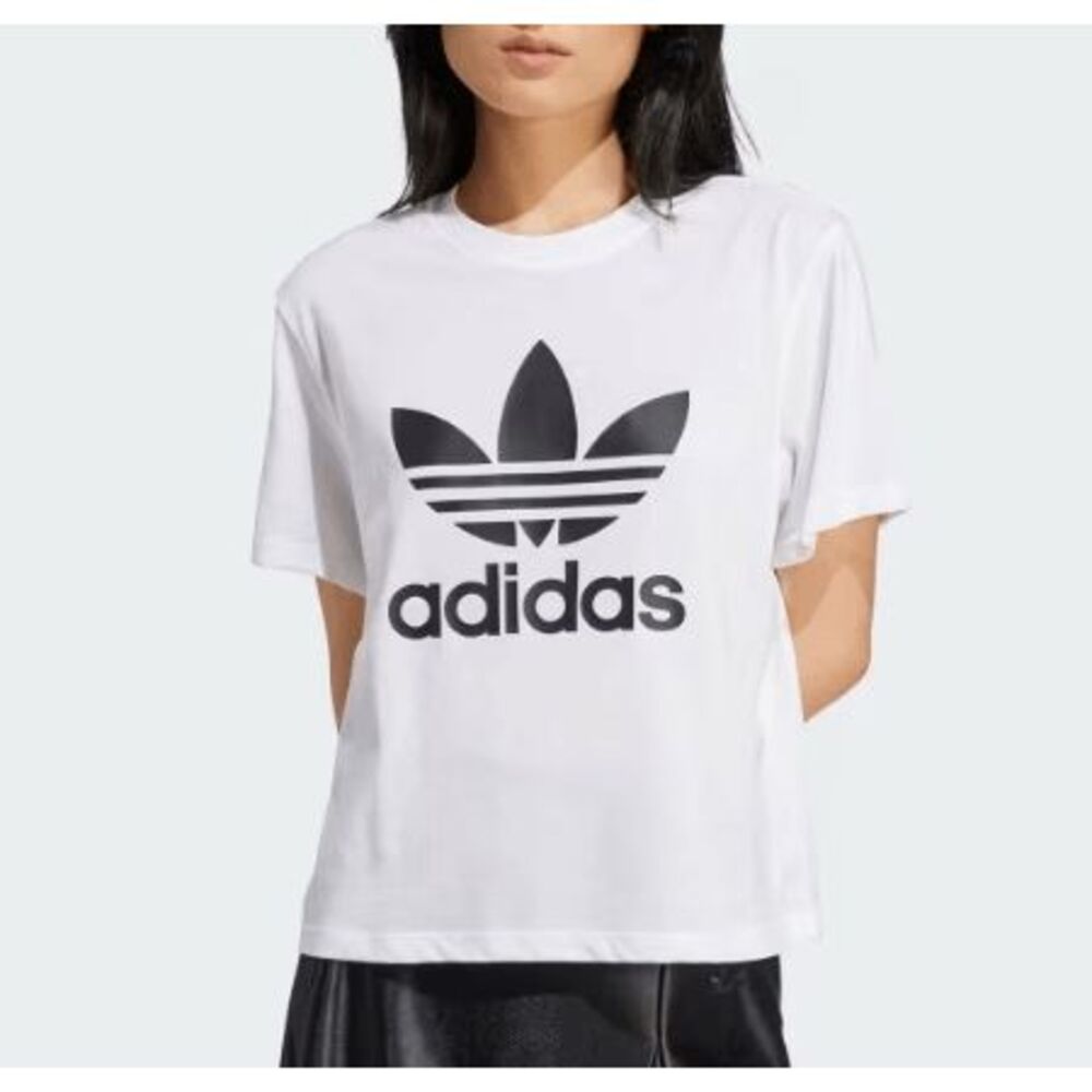 Adidas Women's Adicolor Trefoil Ribbed crewneck Boxy Tee L